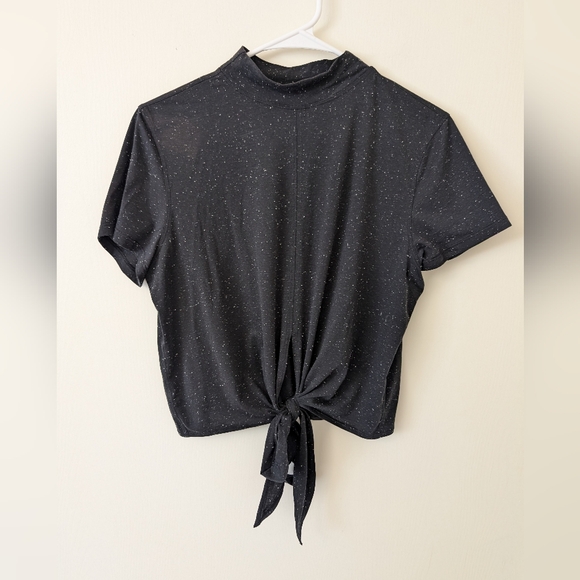 lululemon athletica Womens 8 Time To Restore Mock Neck SS Black Speckled - Picture 1 of 5
